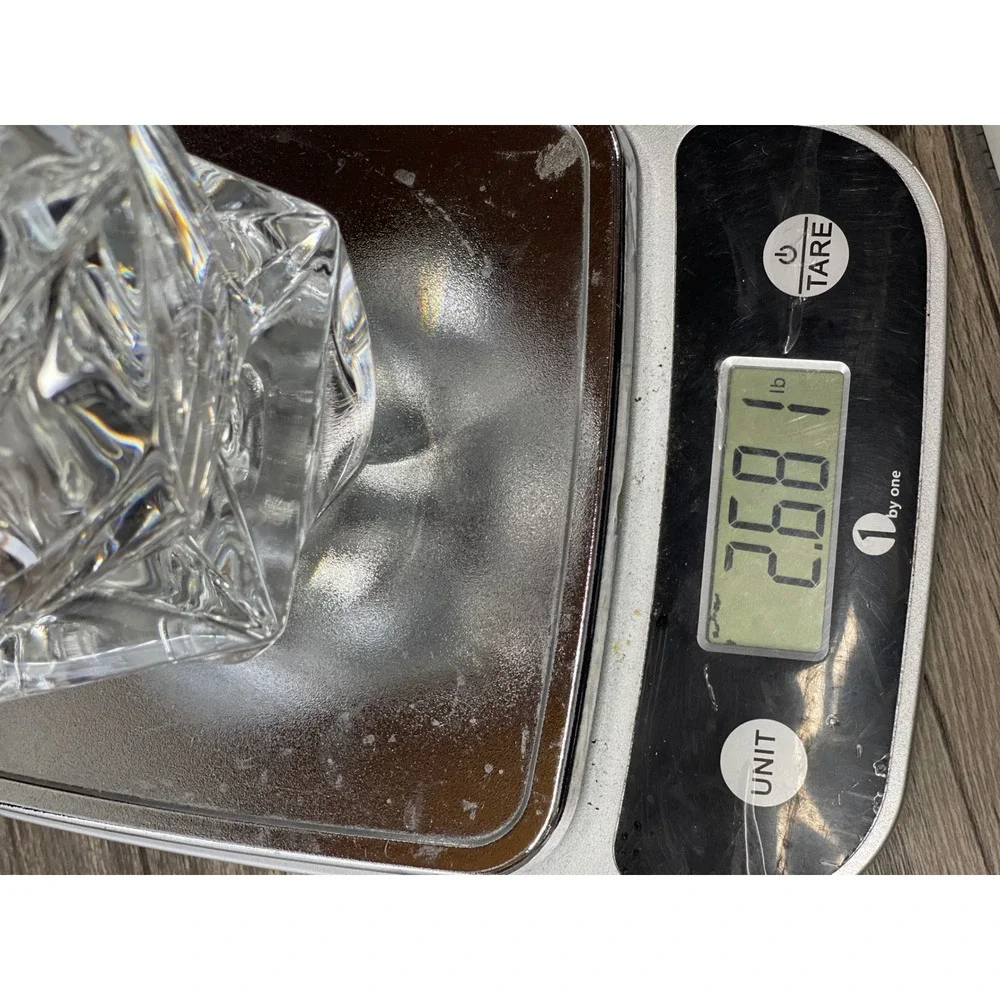 PartyLite Crystal Votive Candle Holders Pair Heavy Faceted Geometric Glass Chip*